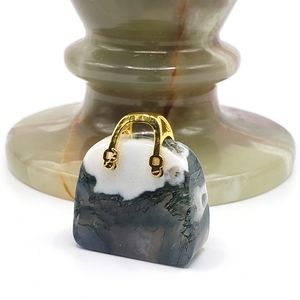 NEW Natural Crystal Handbag Purse Necklace Pendant Black and White